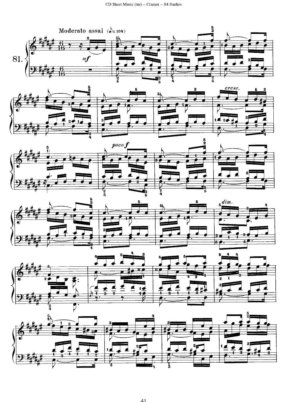 Cramer - 84 exercices（81—84）（克拉莫84首钢琴练习曲）钢琴曲谱（图1）
