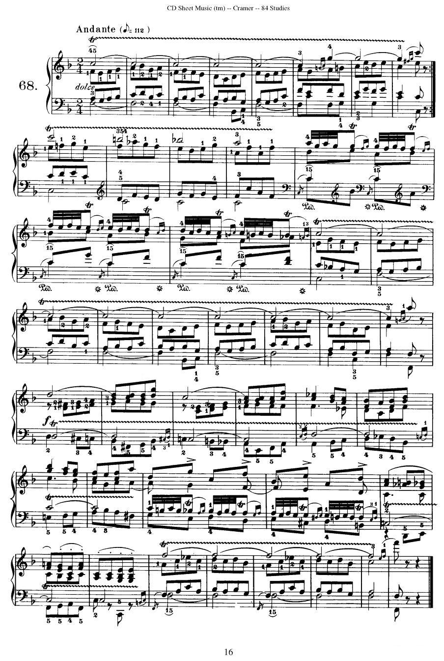 Cramer - 84 exercices（66—70）（克拉莫84首钢琴练习曲）钢琴曲谱（图6）