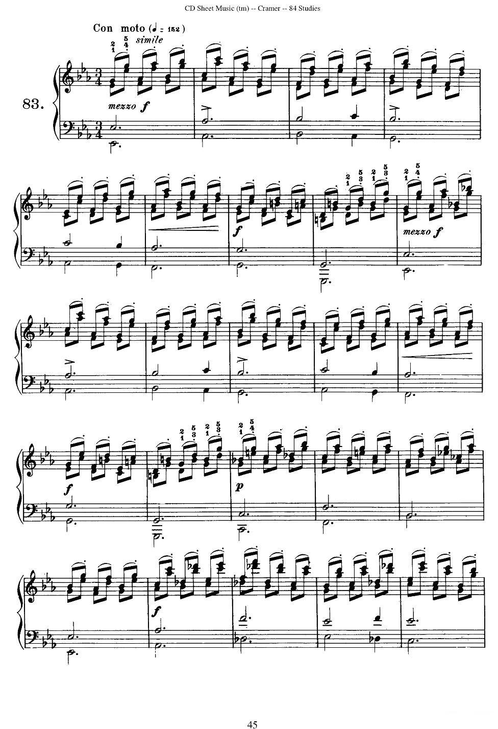 Cramer - 84 exercices（81—84）（克拉莫84首钢琴练习曲）钢琴曲谱（图5）