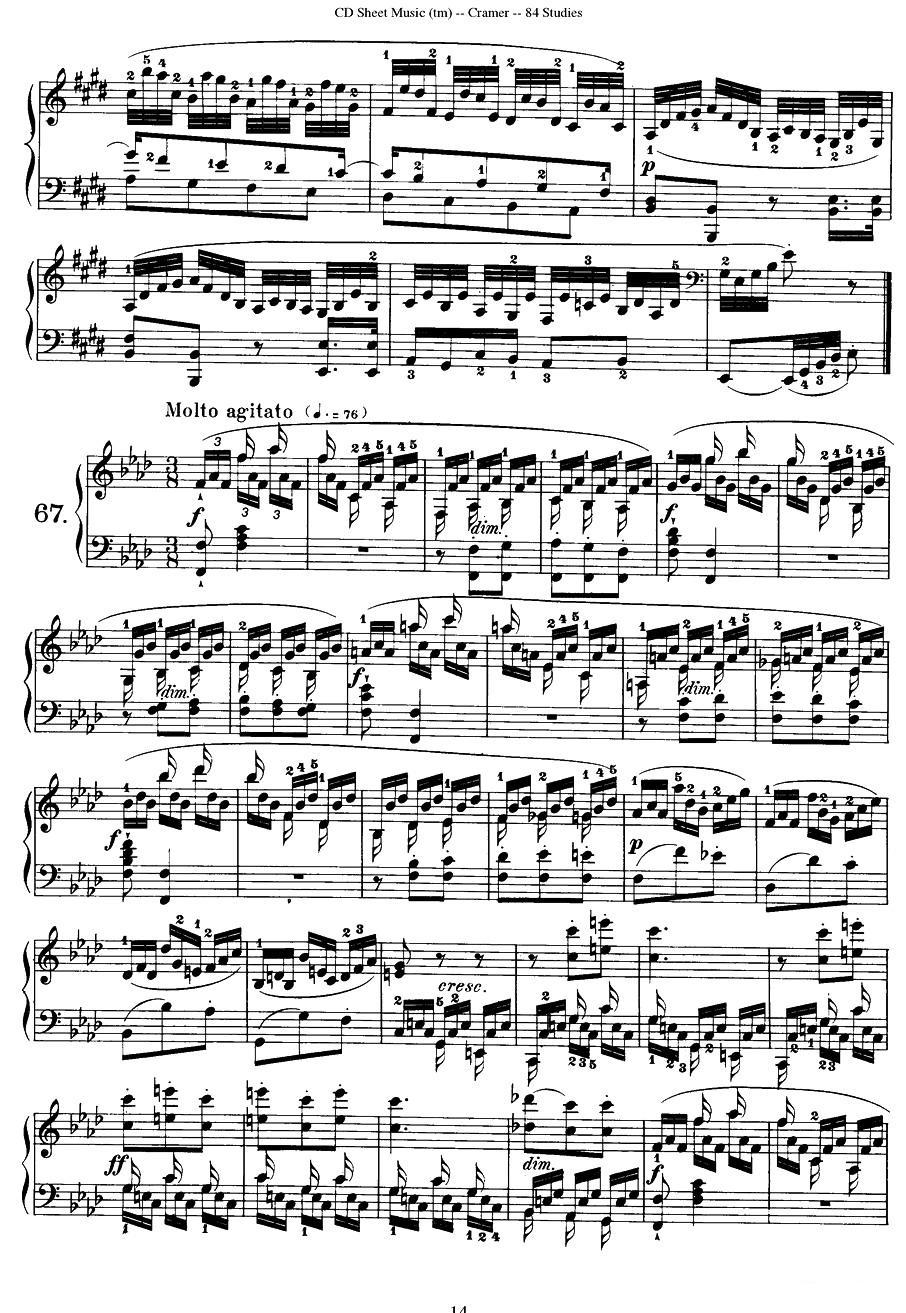 Cramer - 84 exercices（66—70）（克拉莫84首钢琴练习曲）钢琴曲谱（图4）