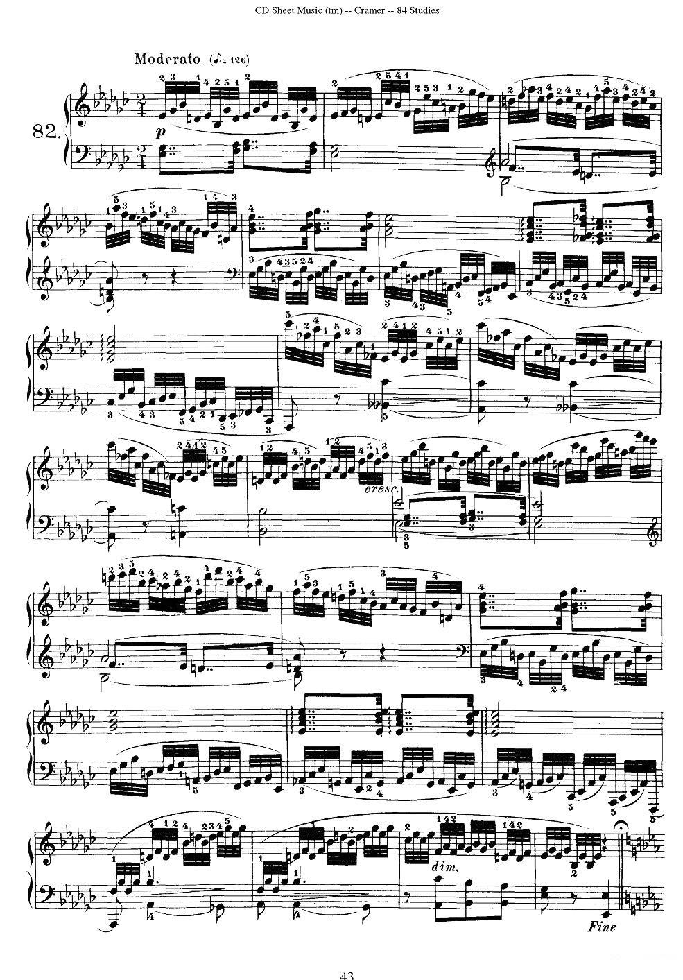 Cramer - 84 exercices（81—84）（克拉莫84首钢琴练习曲）钢琴曲谱（图3）