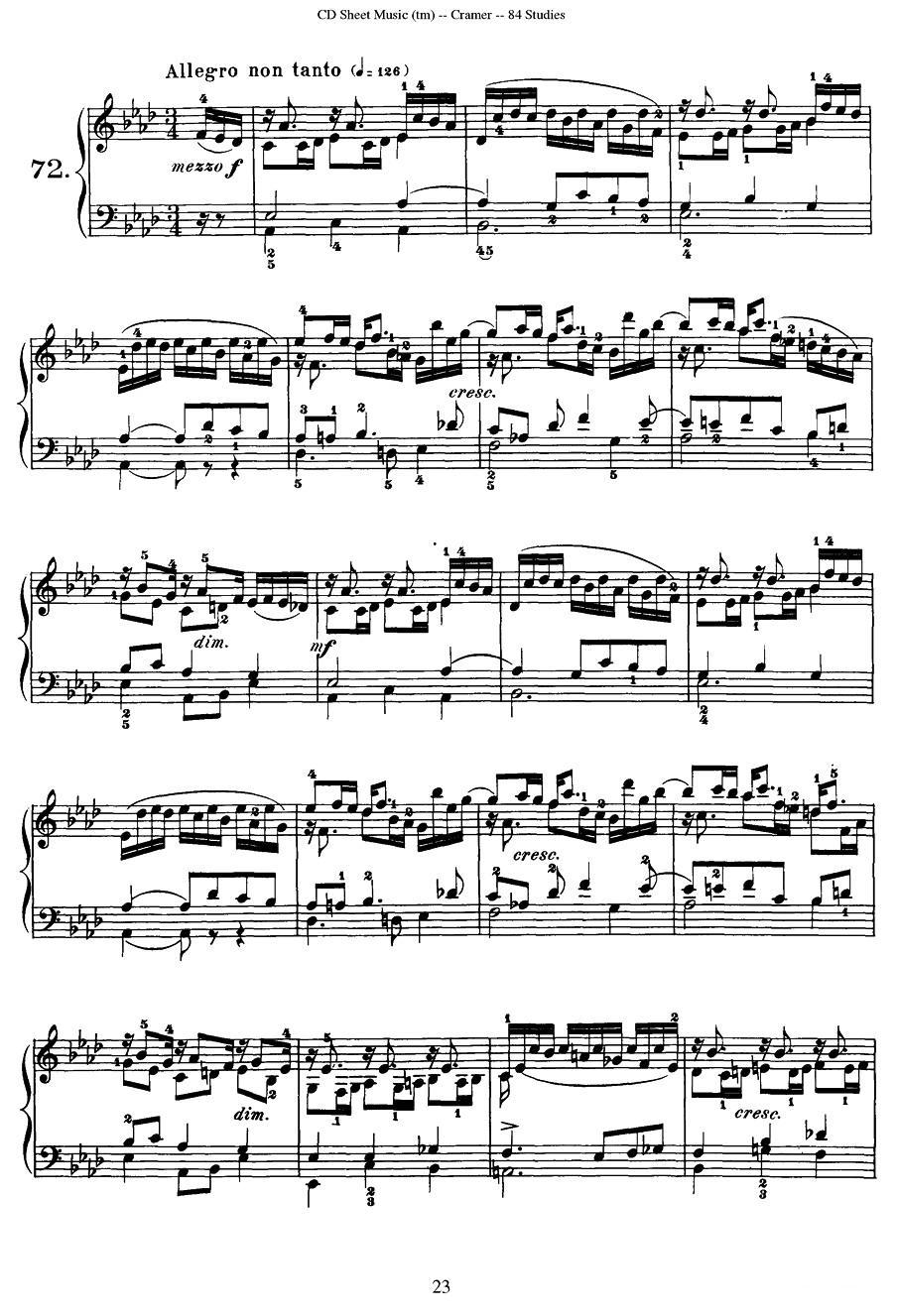 Cramer - 84 exercices（71—75）（克拉莫84首钢琴练习曲）钢琴曲谱（图3）