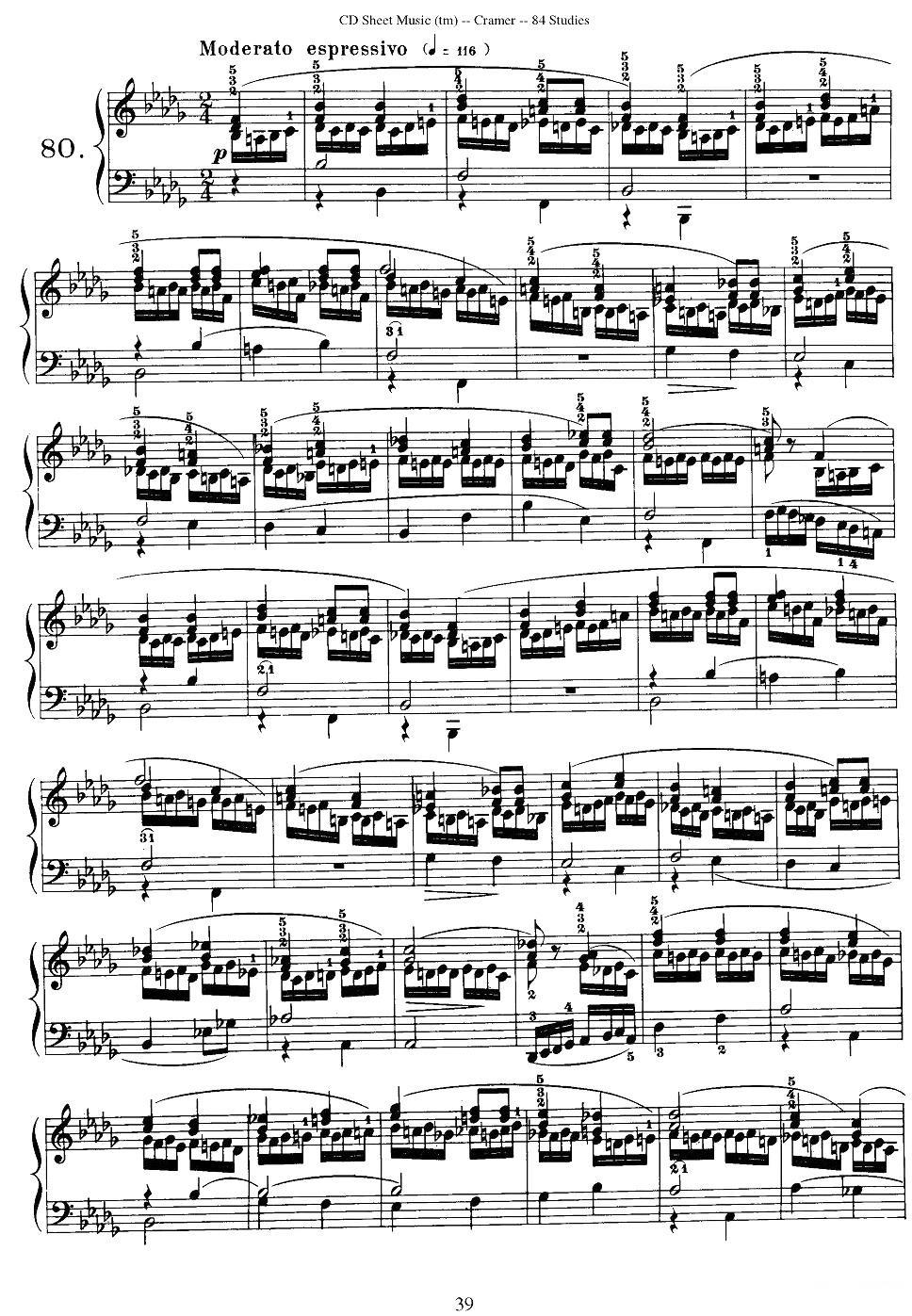 Cramer - 84 exercices（76—80）（克拉莫84首钢琴练习曲）钢琴曲谱（图9）