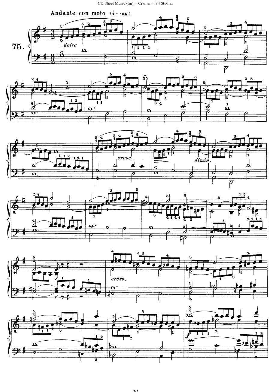 Cramer - 84 exercices（71—75）（克拉莫84首钢琴练习曲）钢琴曲谱（图9）