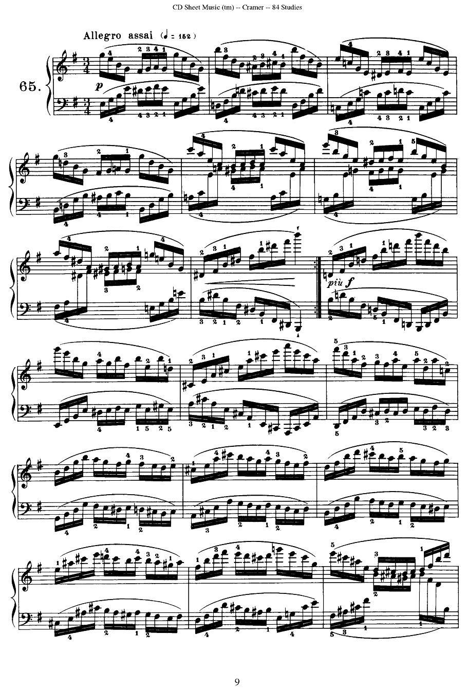 Cramer - 84 exercices（61—65）（克拉莫84首钢琴练习曲）钢琴曲谱（图9）