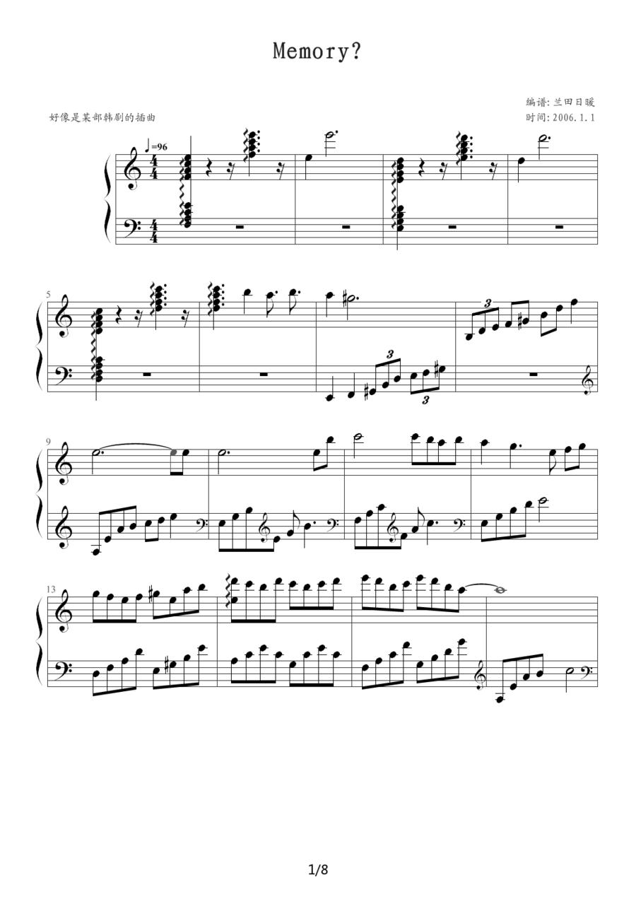 Memory?钢琴曲谱（图1）