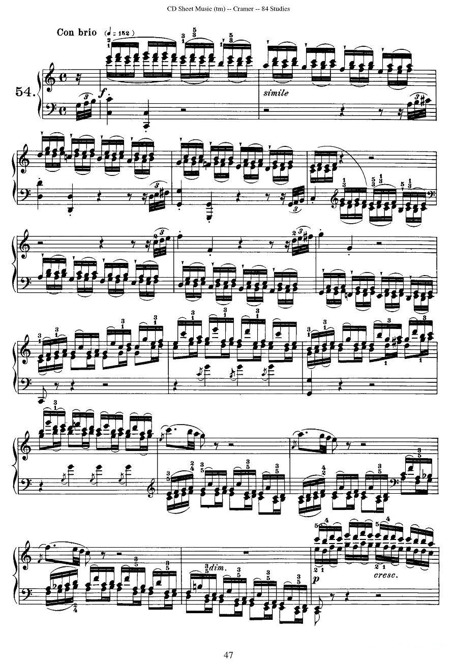 Cramer - 84 exercices（51—55）（克拉莫84首钢琴练习曲）钢琴曲谱（图7）