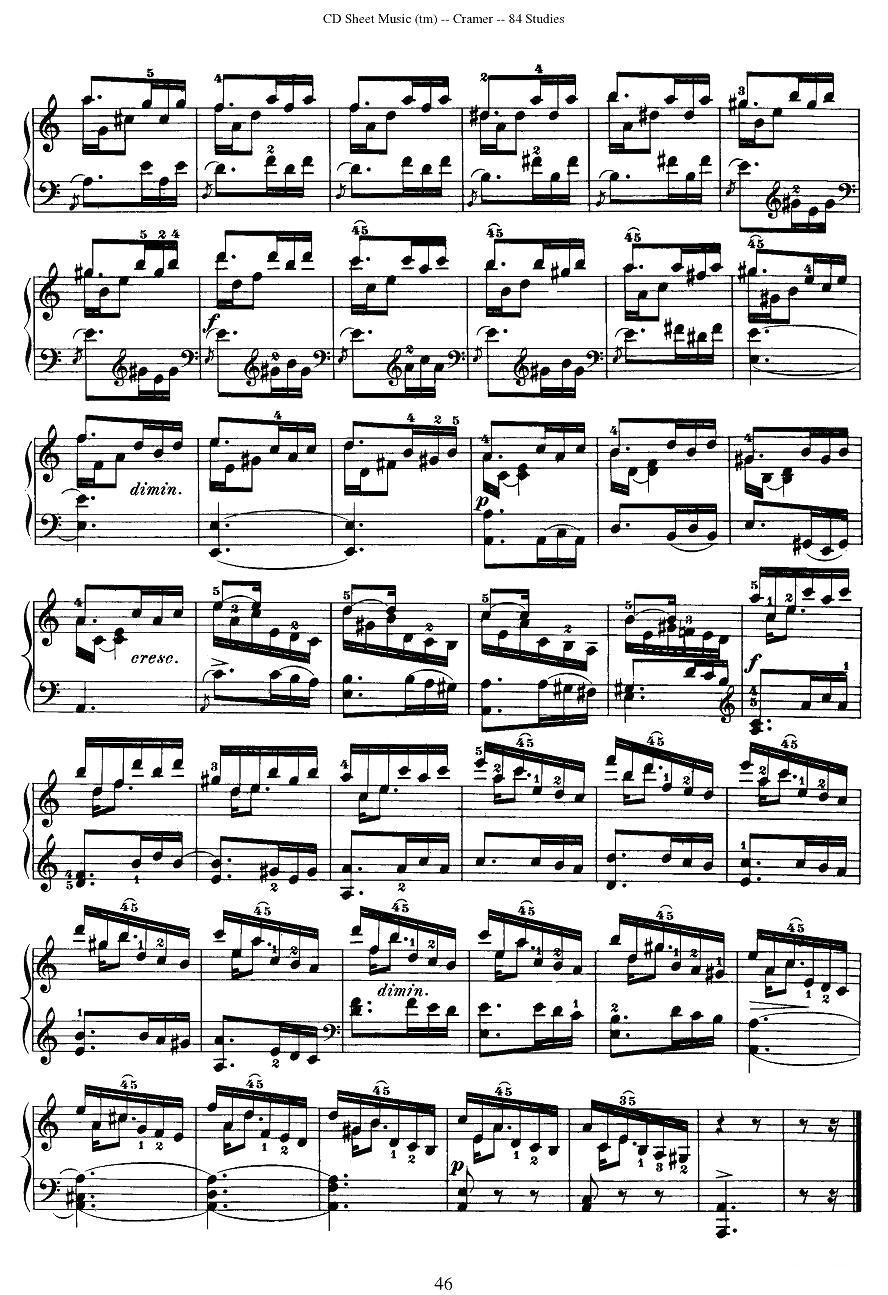 Cramer - 84 exercices（51—55）（克拉莫84首钢琴练习曲）钢琴曲谱（图6）