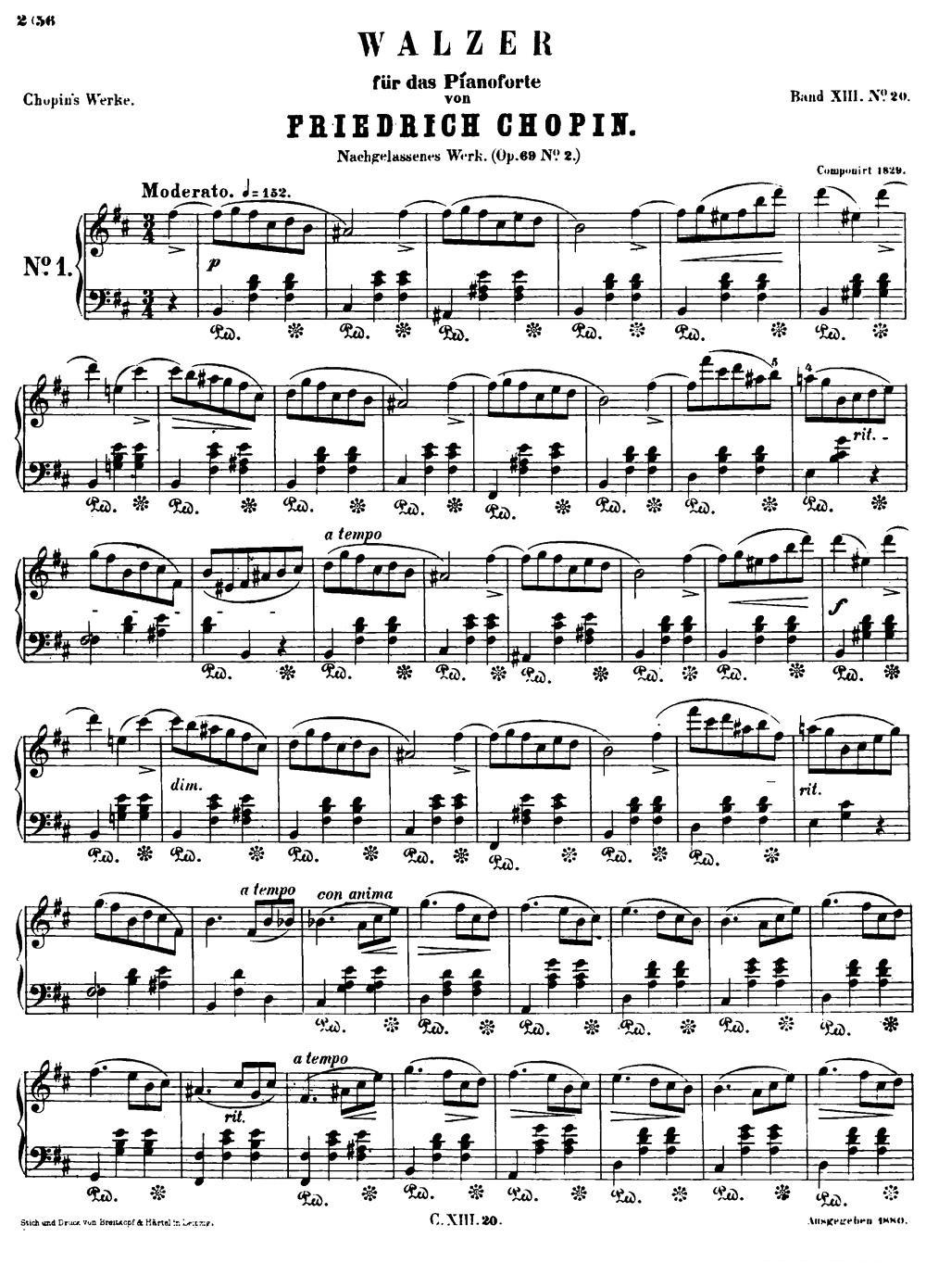 b小调圆舞曲Op.69-2 钢琴曲谱（图1）