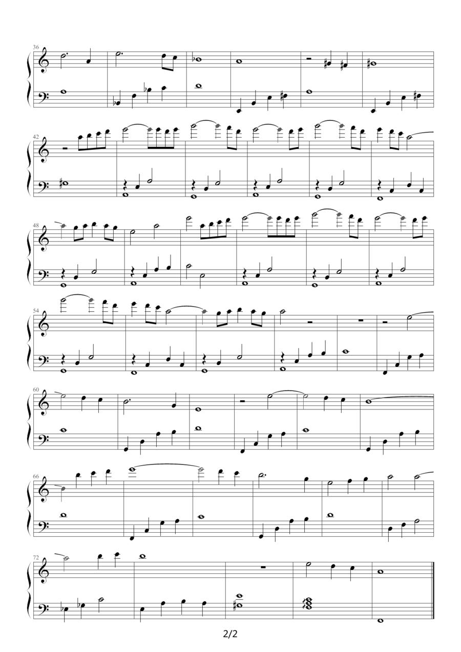 犬夜叉(《慕情》-犬夜叉主题曲舒缓版)钢琴曲谱（图2）