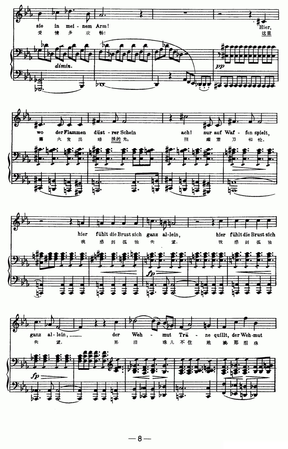 天鹅之歌 2、战士的预感（中外文对照、正谱）钢琴曲谱（图3）
