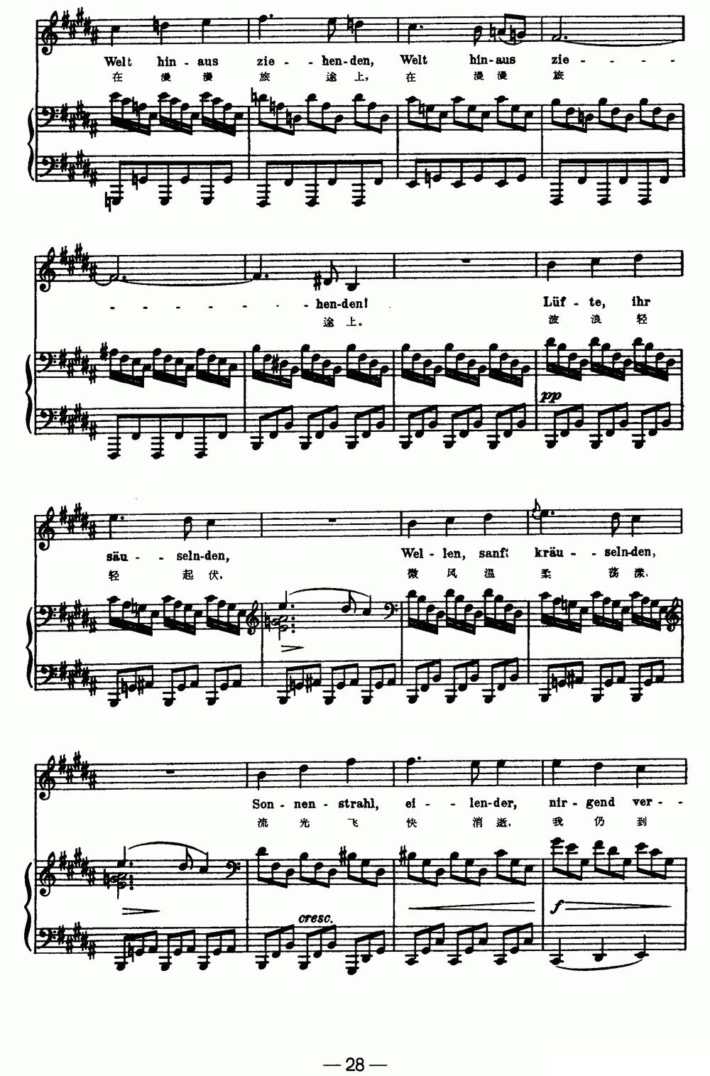 天鹅之歌 6、异乡（中外文对照、正谱）钢琴曲谱（图4）