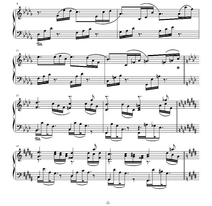 夜曲—风起的秋钢琴曲谱（图2）
