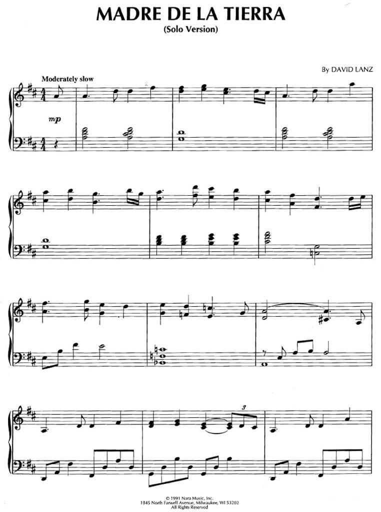Madre De La Tierra钢琴曲谱（图1）