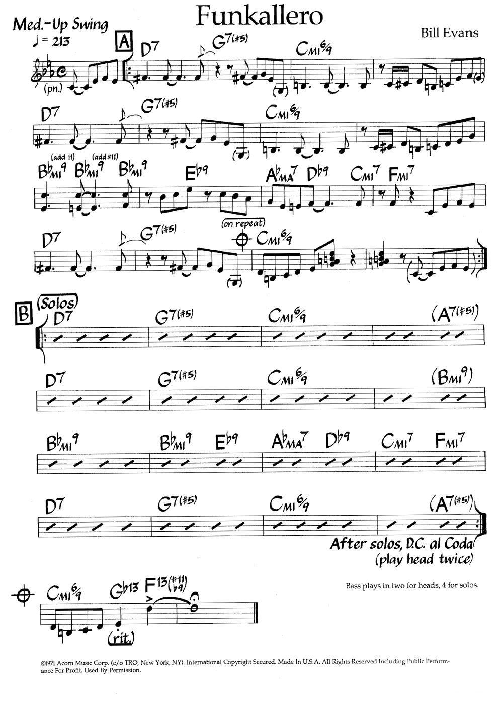 Funkallero（爵士钢琴曲）钢琴曲谱（图1）