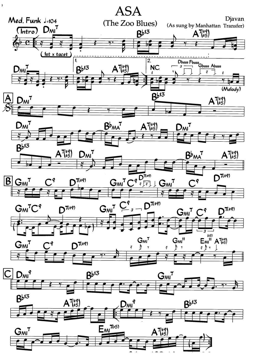 ASA（爵士钢琴曲）钢琴曲谱（图1）