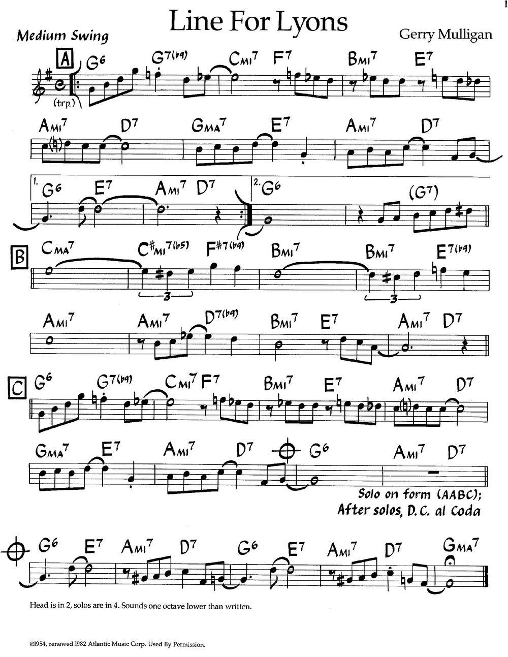 Line For Lyons（爵士钢琴曲）钢琴曲谱（图1）