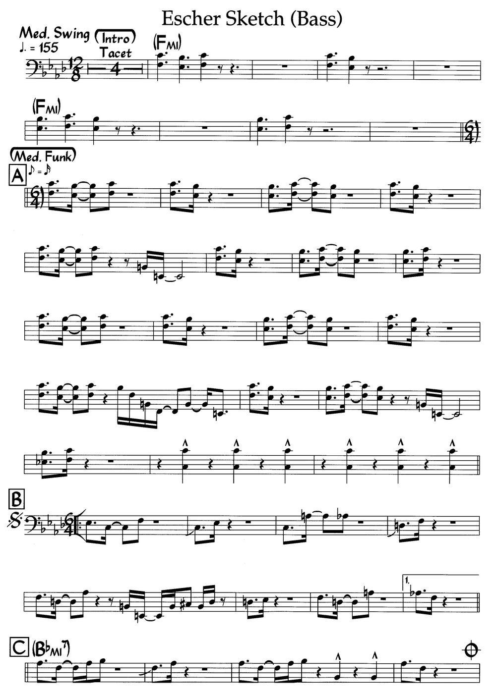 Escher Sketch(Bass)（爵士钢琴曲）钢琴曲谱（图1）