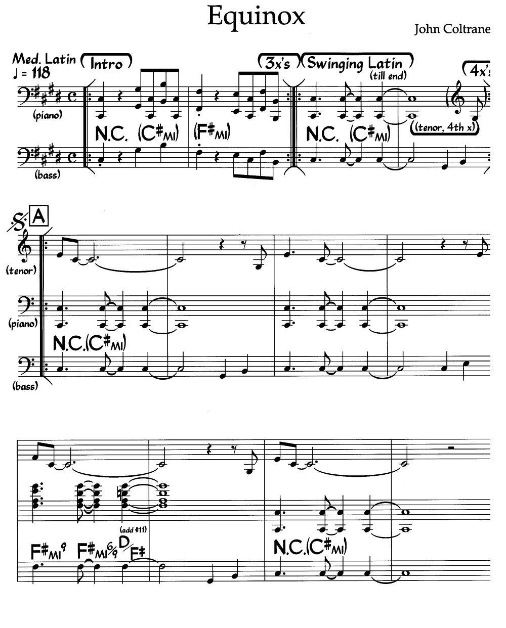 Equinox（爵士钢琴曲）钢琴曲谱（图1）