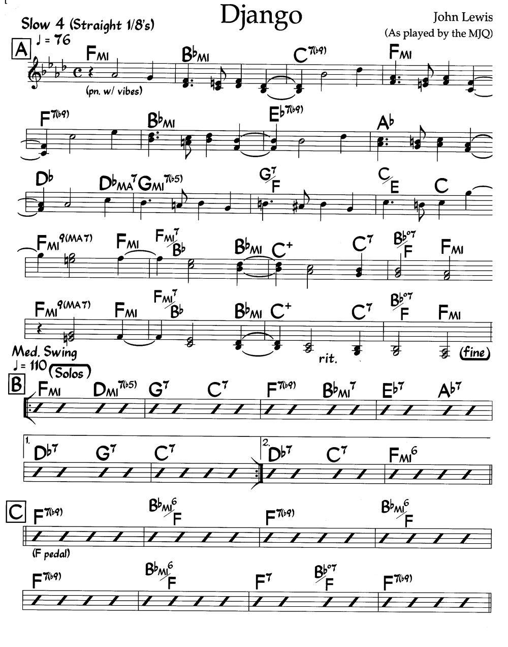 Django（爵士钢琴曲）钢琴曲谱（图1）