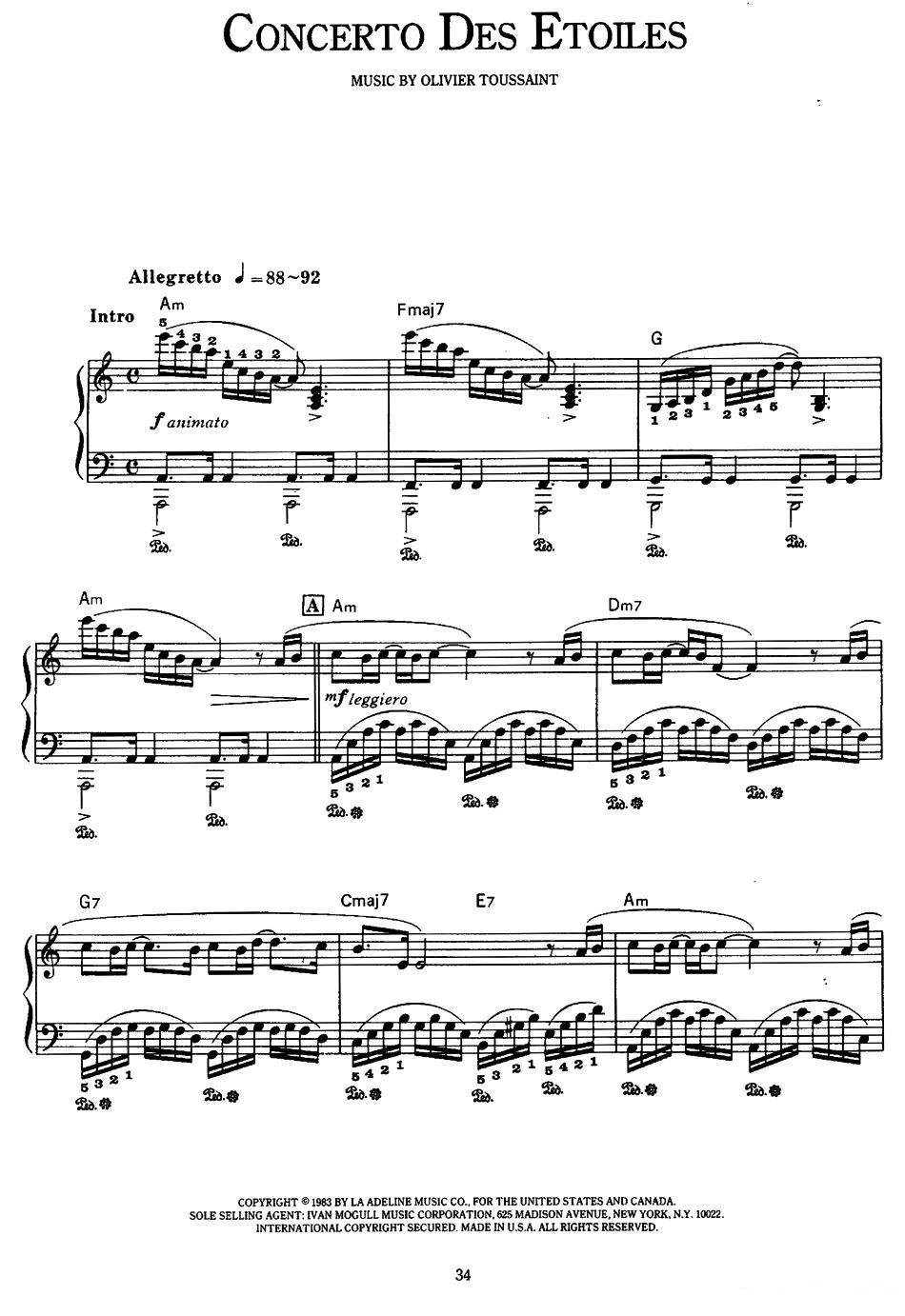 Concerto Des Etoiles（星空协奏曲）钢琴曲谱（图1）
