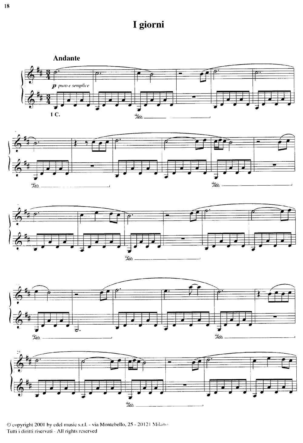 I giorni钢琴曲谱（图1）