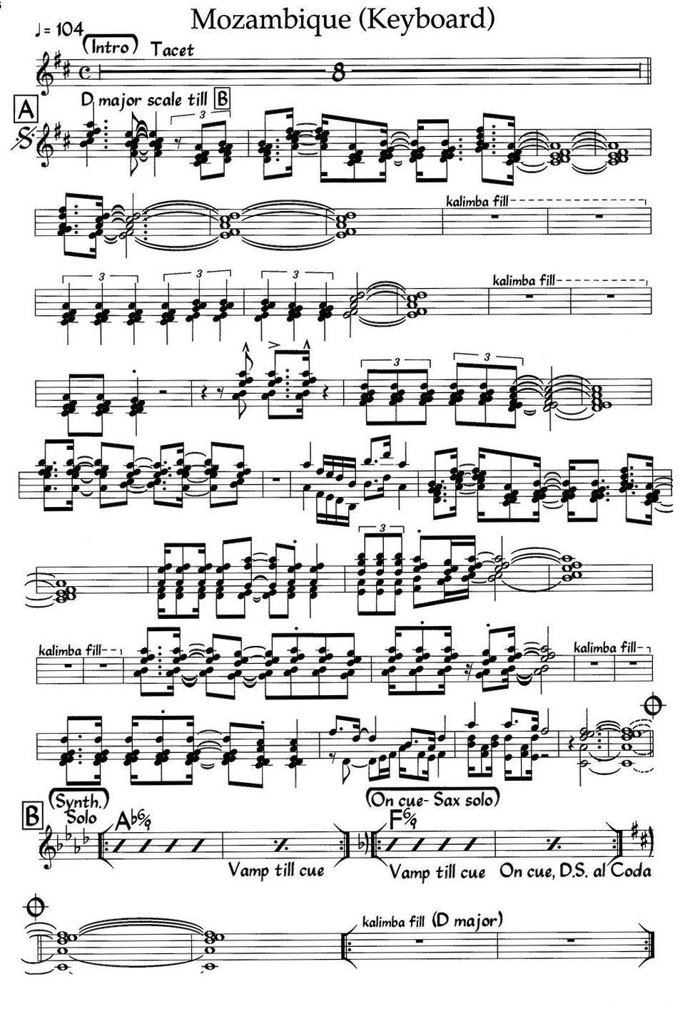Mozambbique（Keyboard）（爵士钢琴曲）钢琴曲谱（图1）
