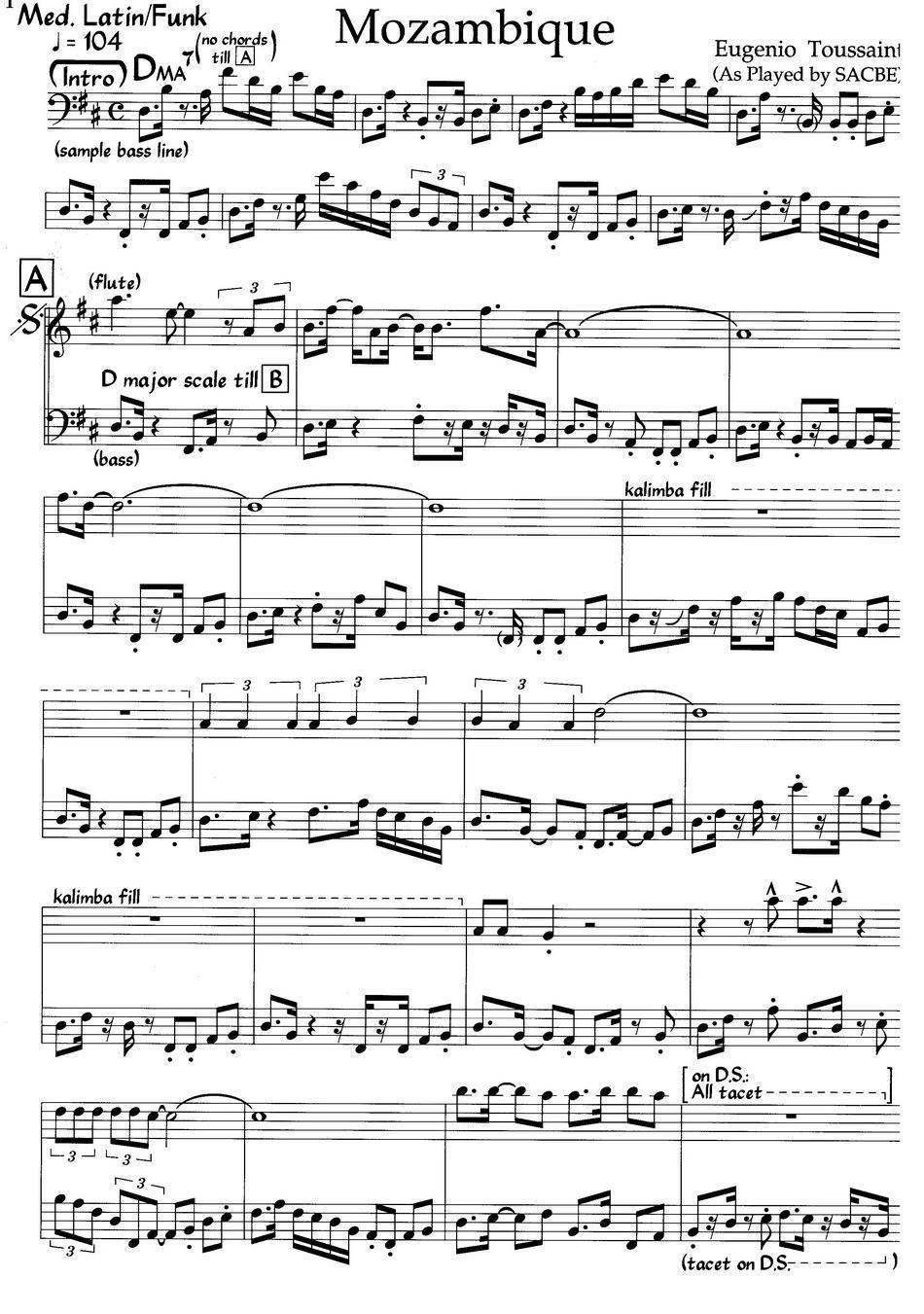 Mozambbique（莫桑比克）（爵士钢琴曲）钢琴曲谱（图1）
