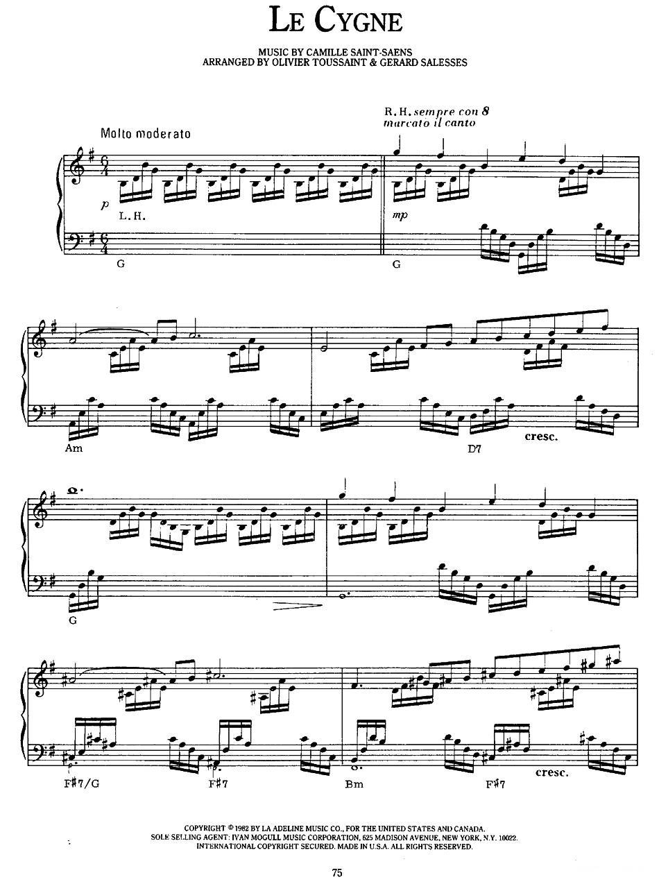 Le Cygne钢琴曲谱（图1）