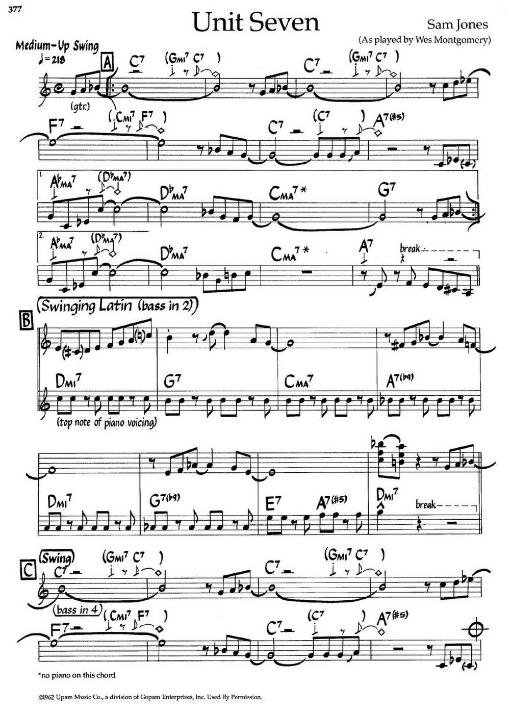 Unit Seven（爵士钢琴曲）钢琴曲谱（图1）