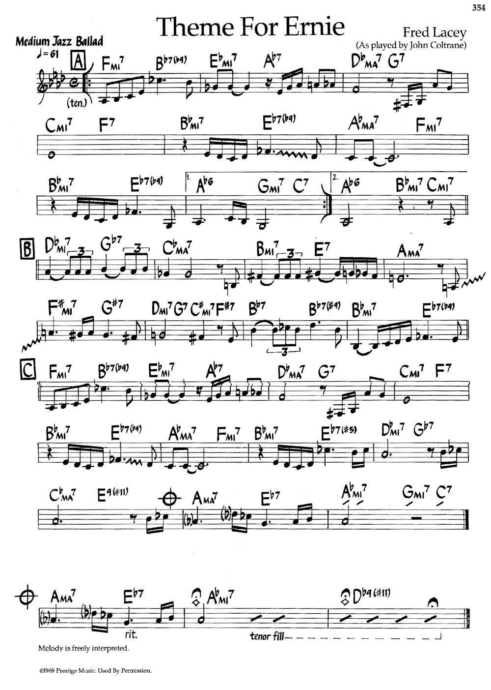 Theme For Ernie（爵士钢琴曲）钢琴曲谱（图1）