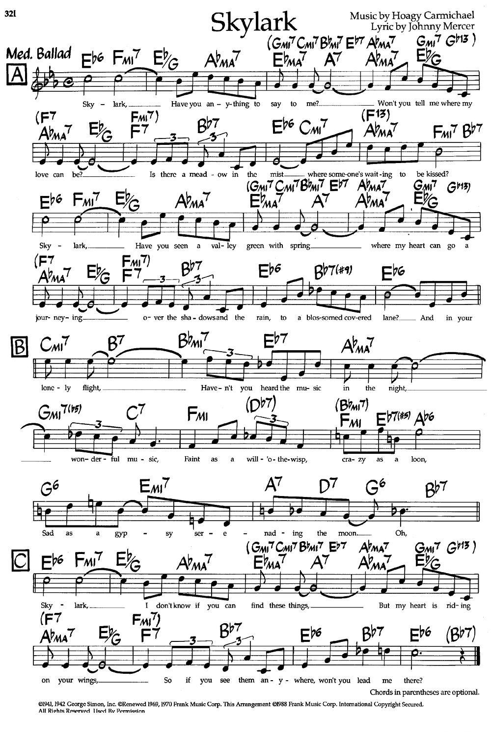 Skylark（爵士钢琴曲）钢琴曲谱（图1）