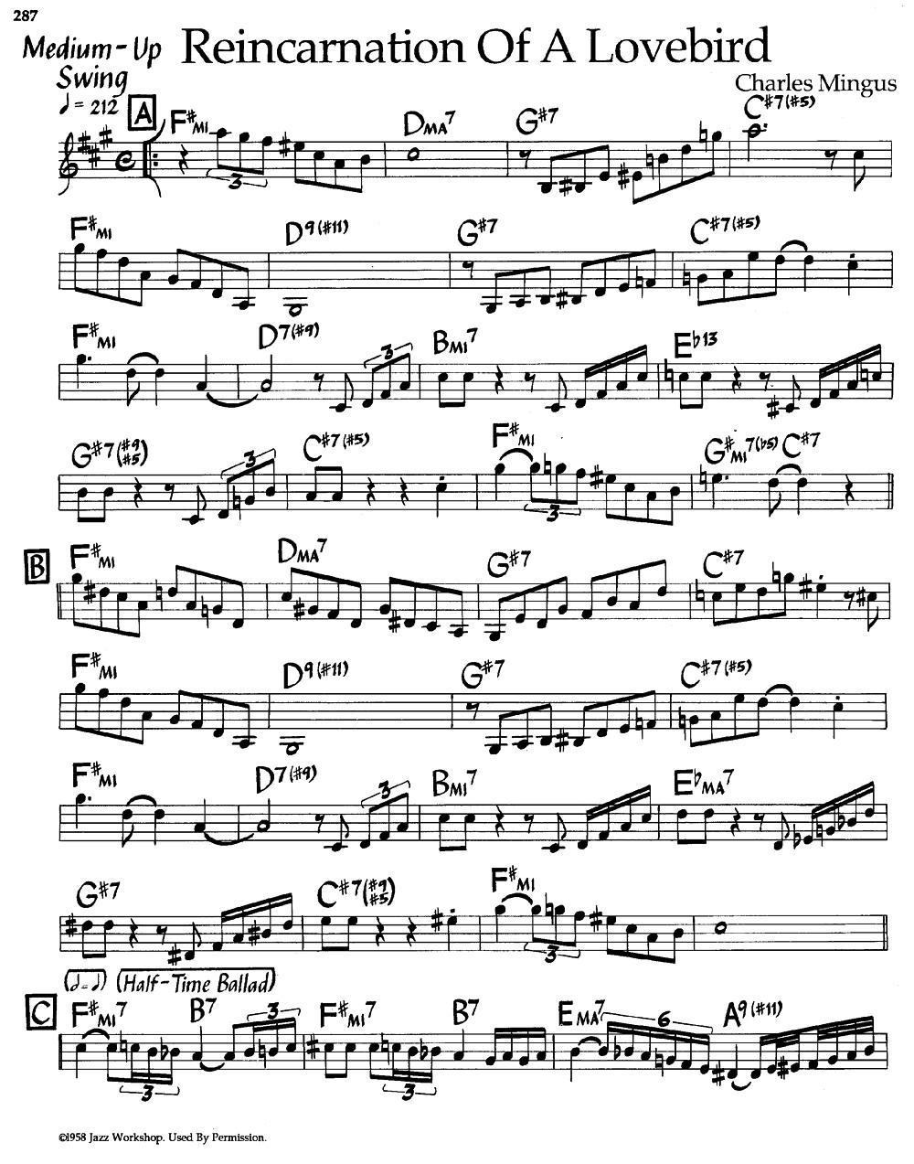 Reincarnation of a Lovebird（爵士钢琴曲）钢琴曲谱（图1）