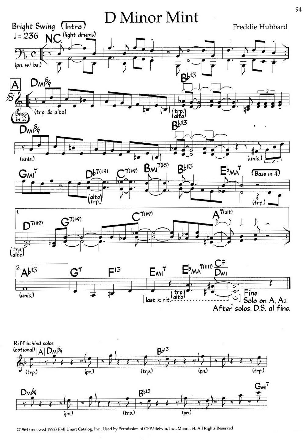 D Minor Mint（爵士钢琴曲）钢琴曲谱（图1）