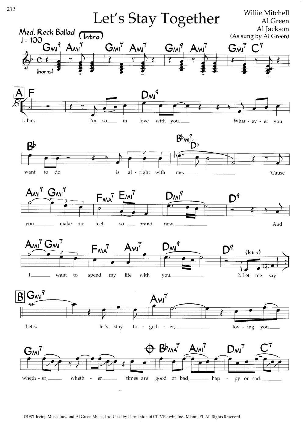 Let's Stay Together（带和弦五线谱）钢琴曲谱（图1）