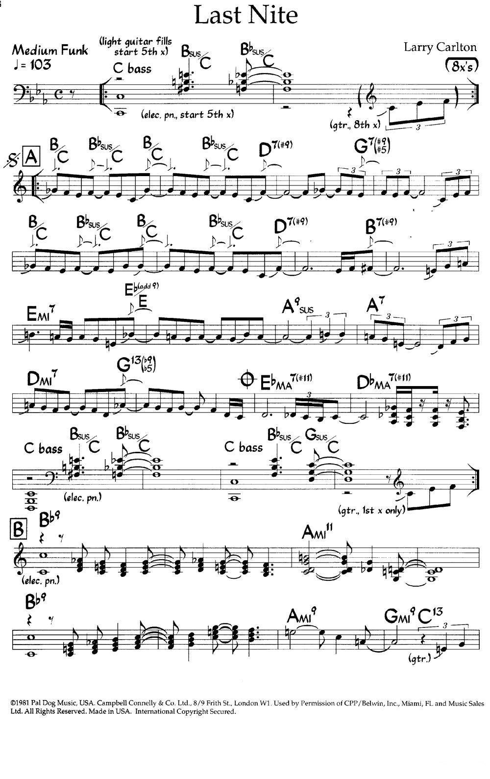 Last Nite（爵士钢琴曲）钢琴曲谱（图1）