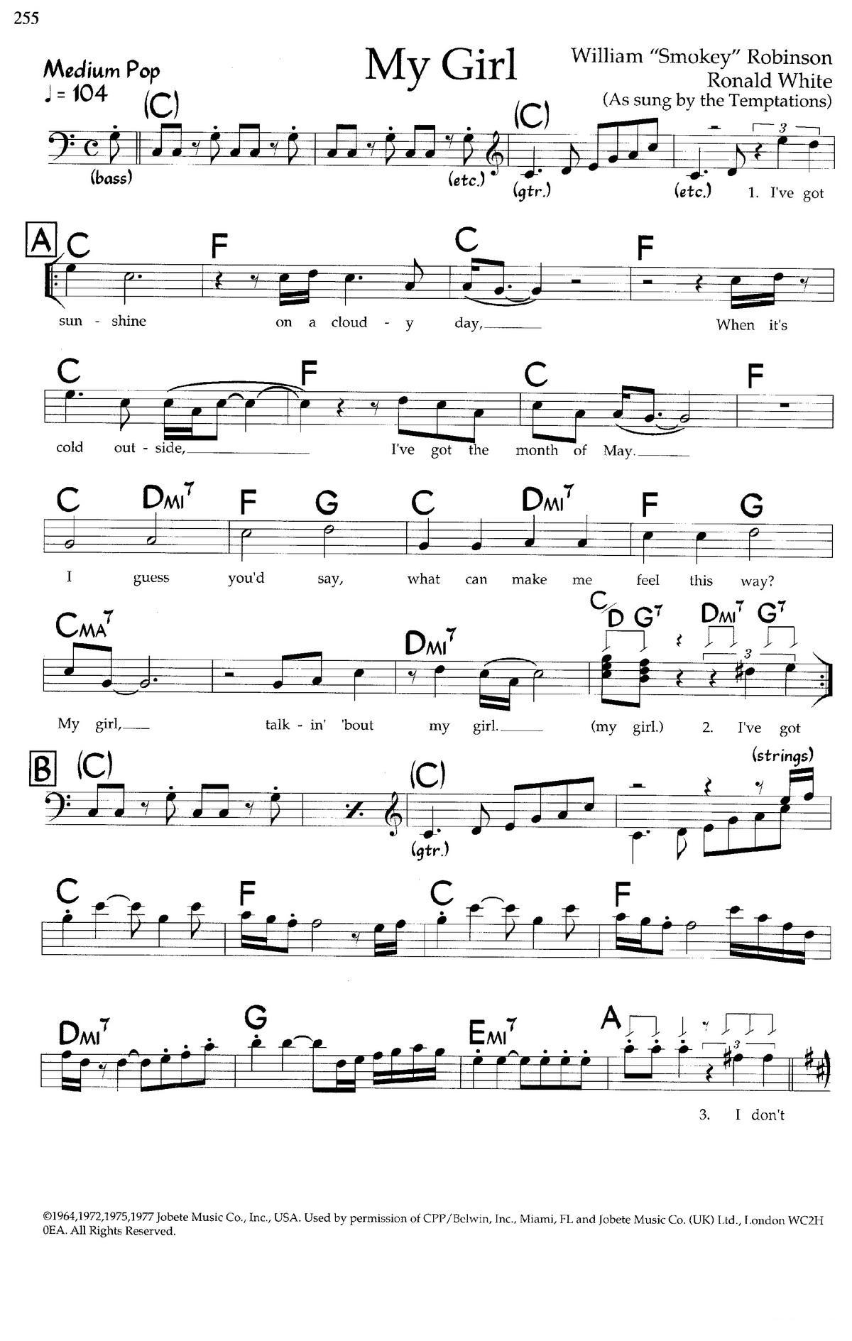My Girl（带和弦五线谱）钢琴曲谱（图1）