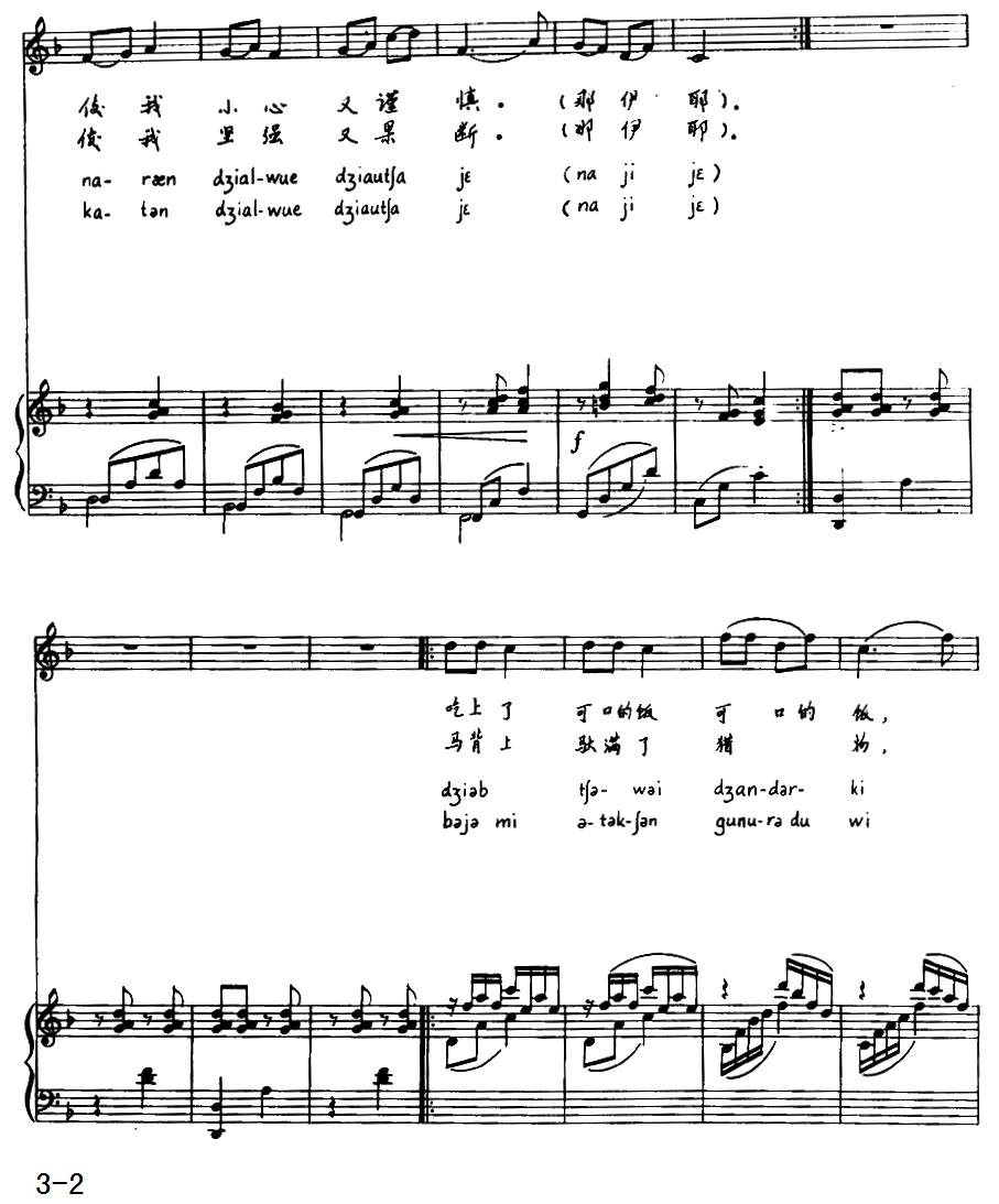 猎归（鄂伦春族民歌）（注音版、正谱）钢琴曲谱（图2）