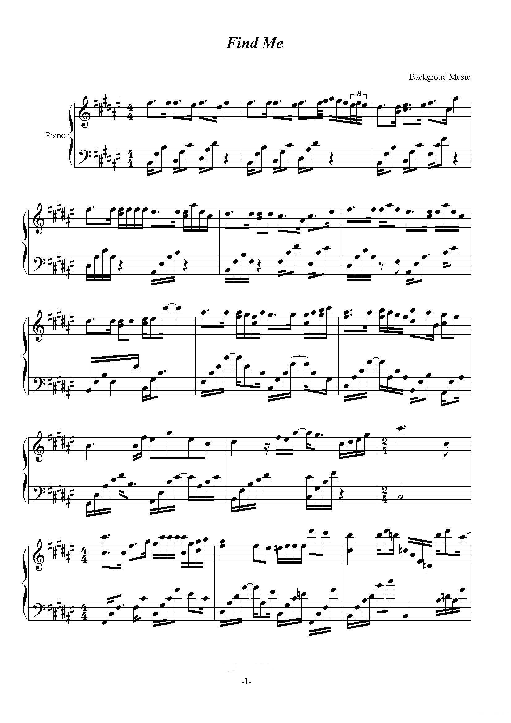 Find Me钢琴曲谱（图1）