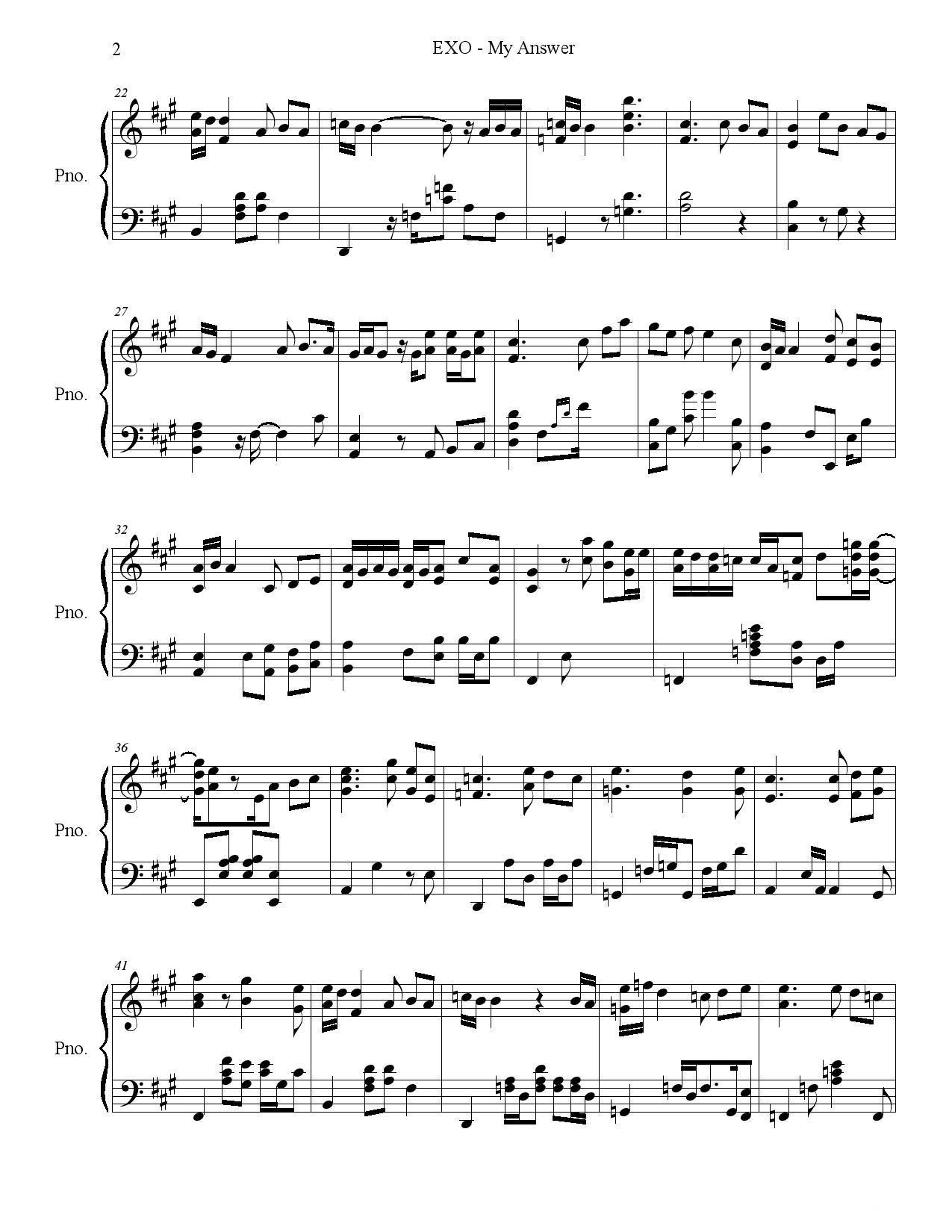 MY ANSWER（我的答案）钢琴曲谱（图2）