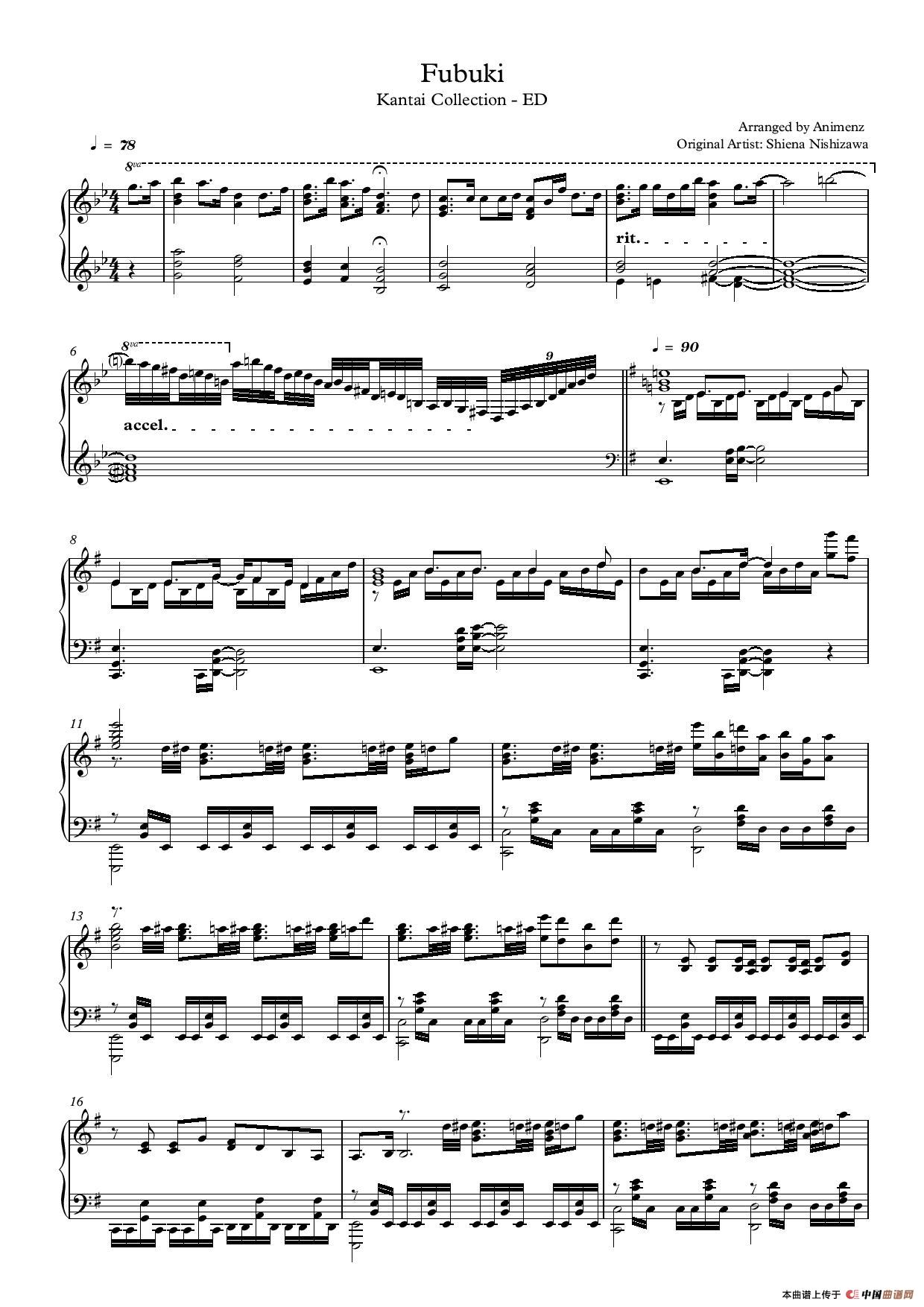 Fubuki（吹雪）钢琴曲谱（图1）