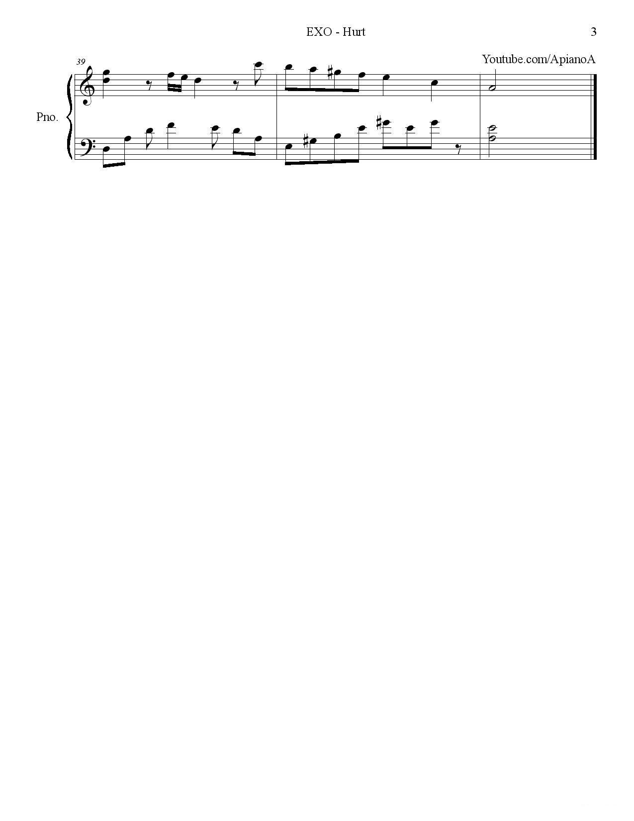 Hurt（伤害）钢琴曲谱（图3）