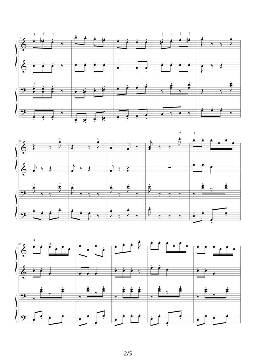 拨弦拨尔卡舞曲（四手联弹）钢琴曲谱（图2）