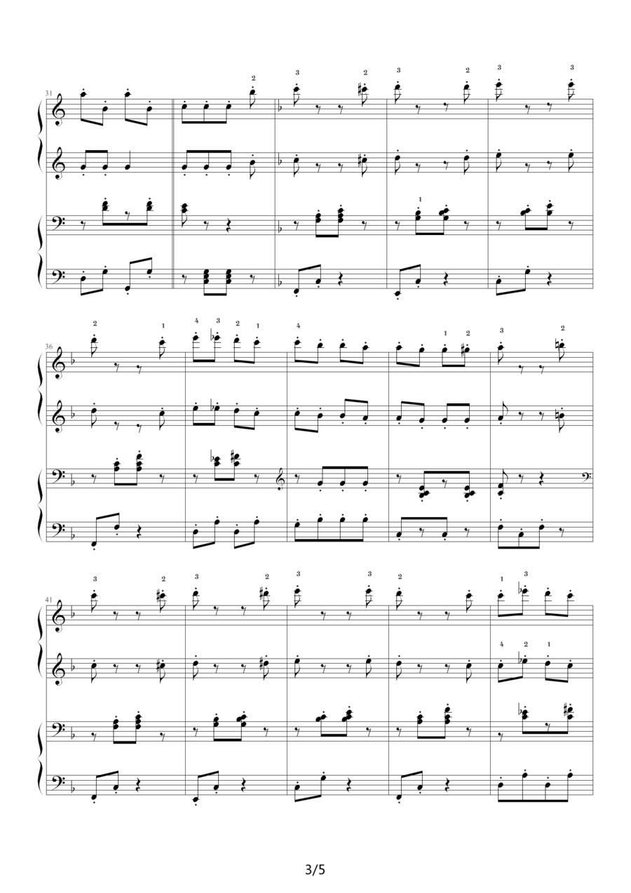 拨弦拨尔卡舞曲（四手联弹）钢琴曲谱（图3）