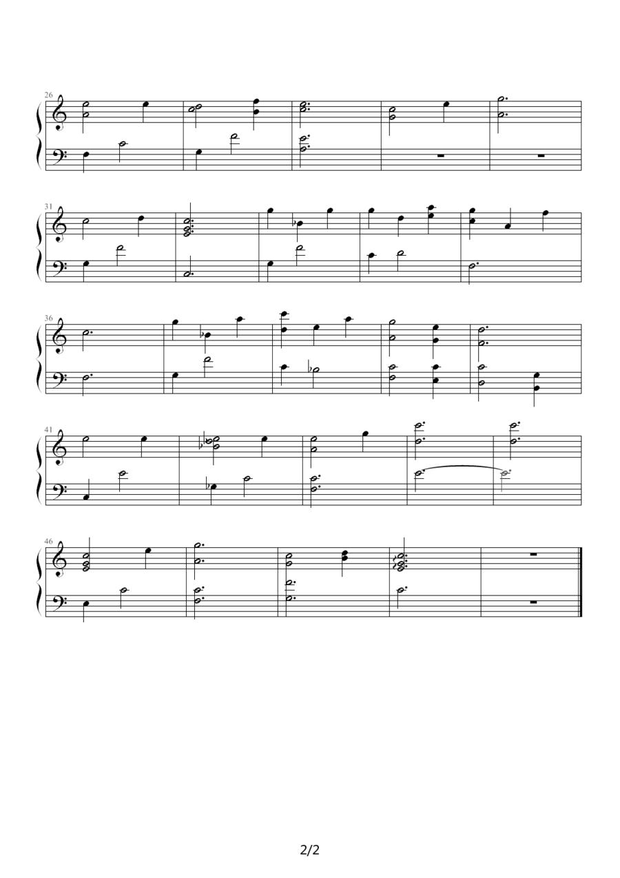 世界の歌（《黑猫》插曲）钢琴曲谱（图2）