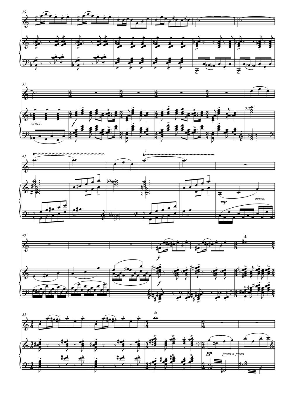 村寨欢歌（笛子与钢琴）钢琴曲谱（图2）