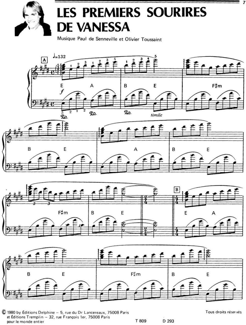 LES PREMIERS SOURIRES DE VANESSA钢琴曲谱（图1）