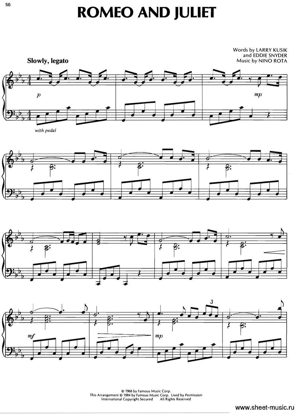 ROMEO AND JULIET钢琴曲谱（图1）