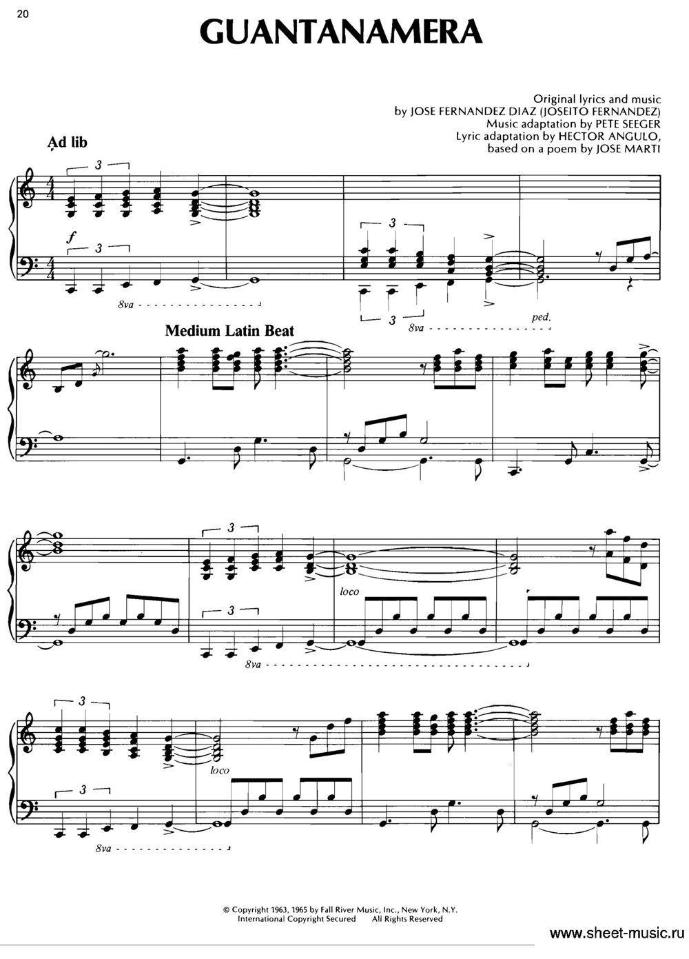 GUANTANAMERA钢琴曲谱（图1）