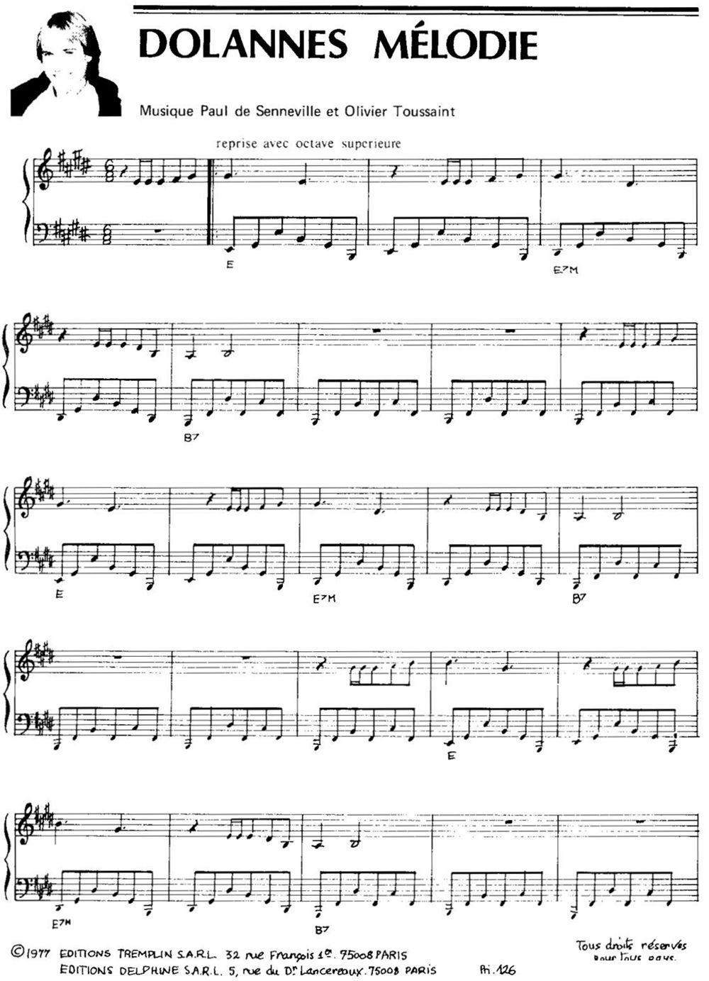 DOLANNES MELODIE钢琴曲谱（图1）